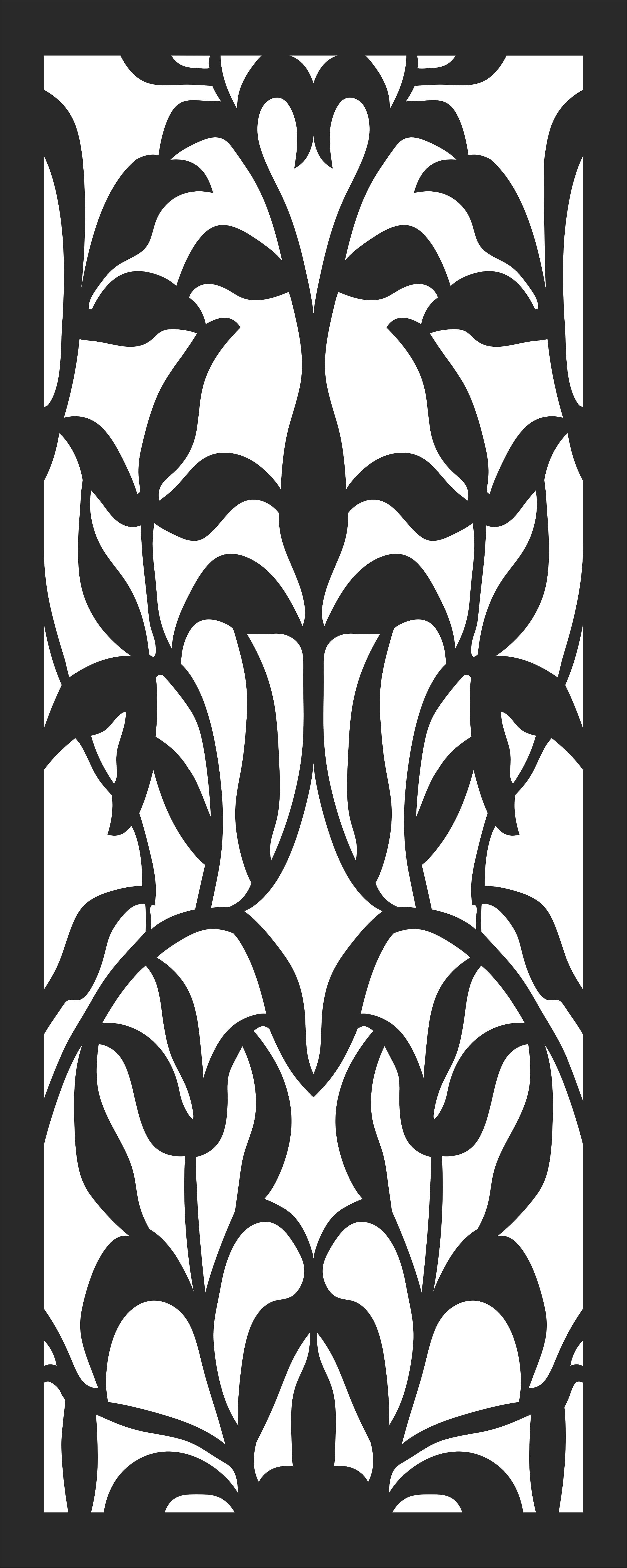 Modern Privacy Partition Indoor Panels Room Divider Floral Lattice Stencil Seamless Pattern For Laser Cut Free Vector File