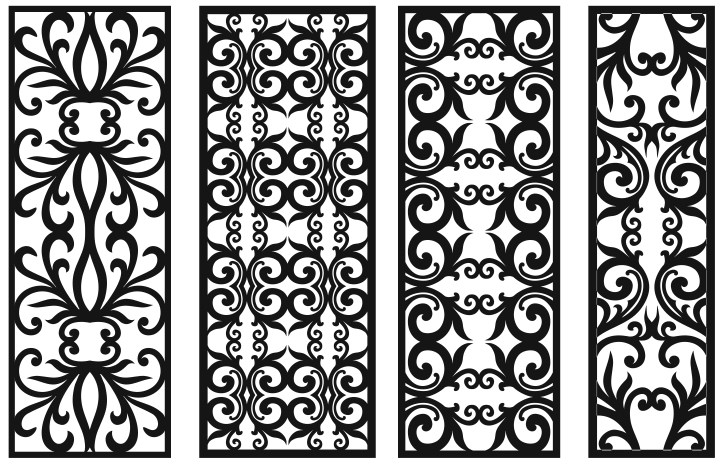 Modern Privacy Partition Panel Room Divider Floral Lattice Stencil Patterns Set Free DXF File