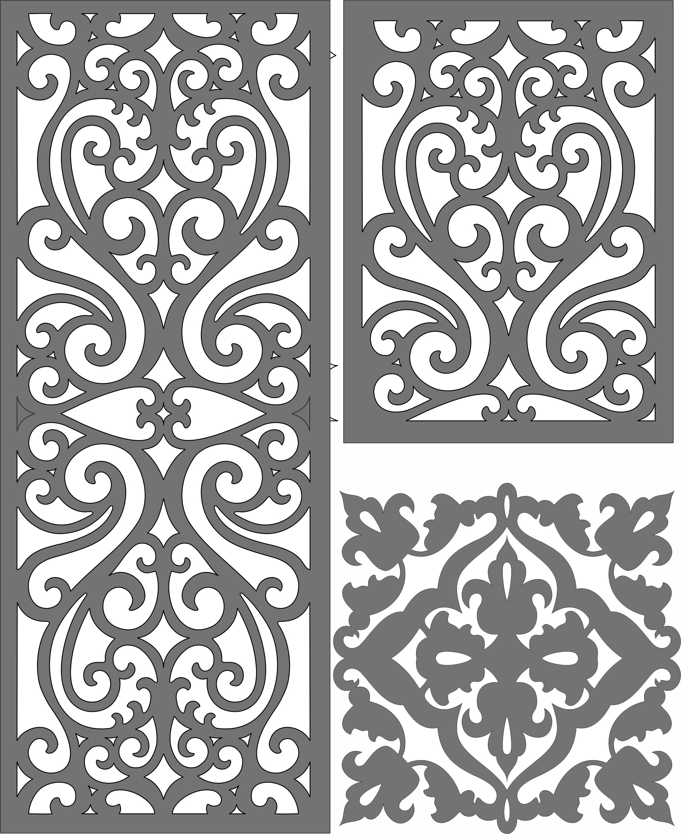 Modern Privacy Partition Panel Room Divider Lattice Patterns Set For Laser Cut Free Vector File