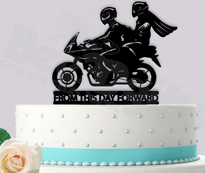 Motorcycle Biker Wedding Cake Topper For Laser Cut Free Vector File