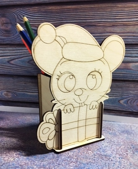 Mouse Pencil Holder Laser Cut Template Free Vector File