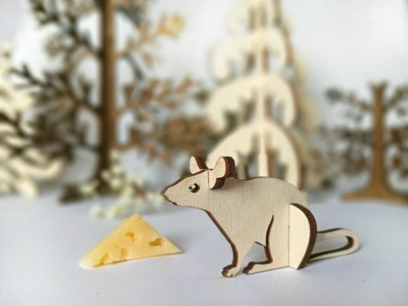 Mouse Wooden Animal Kit Laser Cut Template Free Vector File