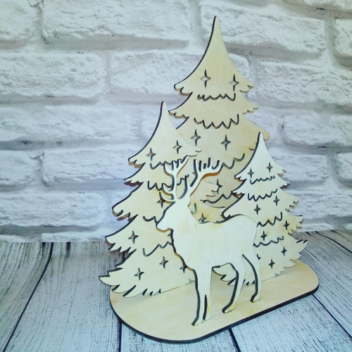 New Year Christmas Composition Laser Cut Free Vector File