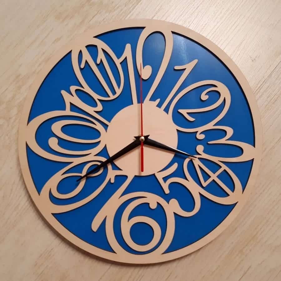 Numbers Pattern Wooden Wall Clock Laser Cut Free Vector File