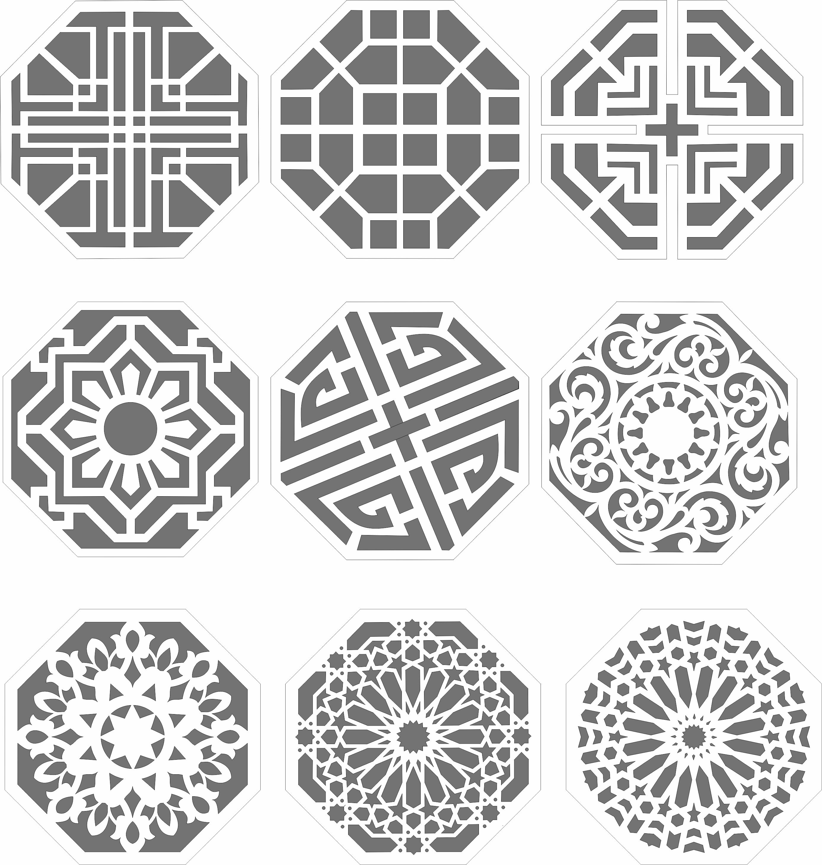 Octagonal Jali Seamless Panels For Laser Cut Free Vector File