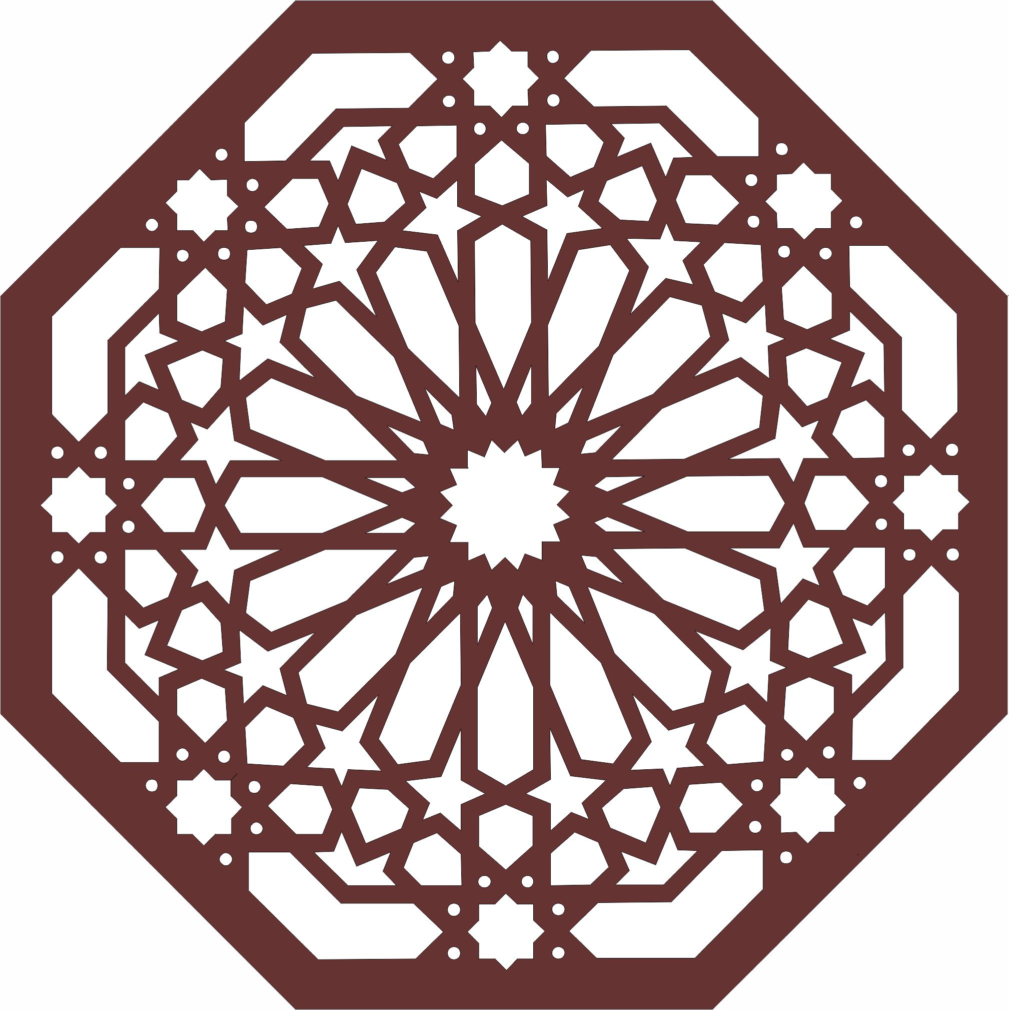 Octagonal Living Room Seamless Jali For Laser Cutting Free DXF File