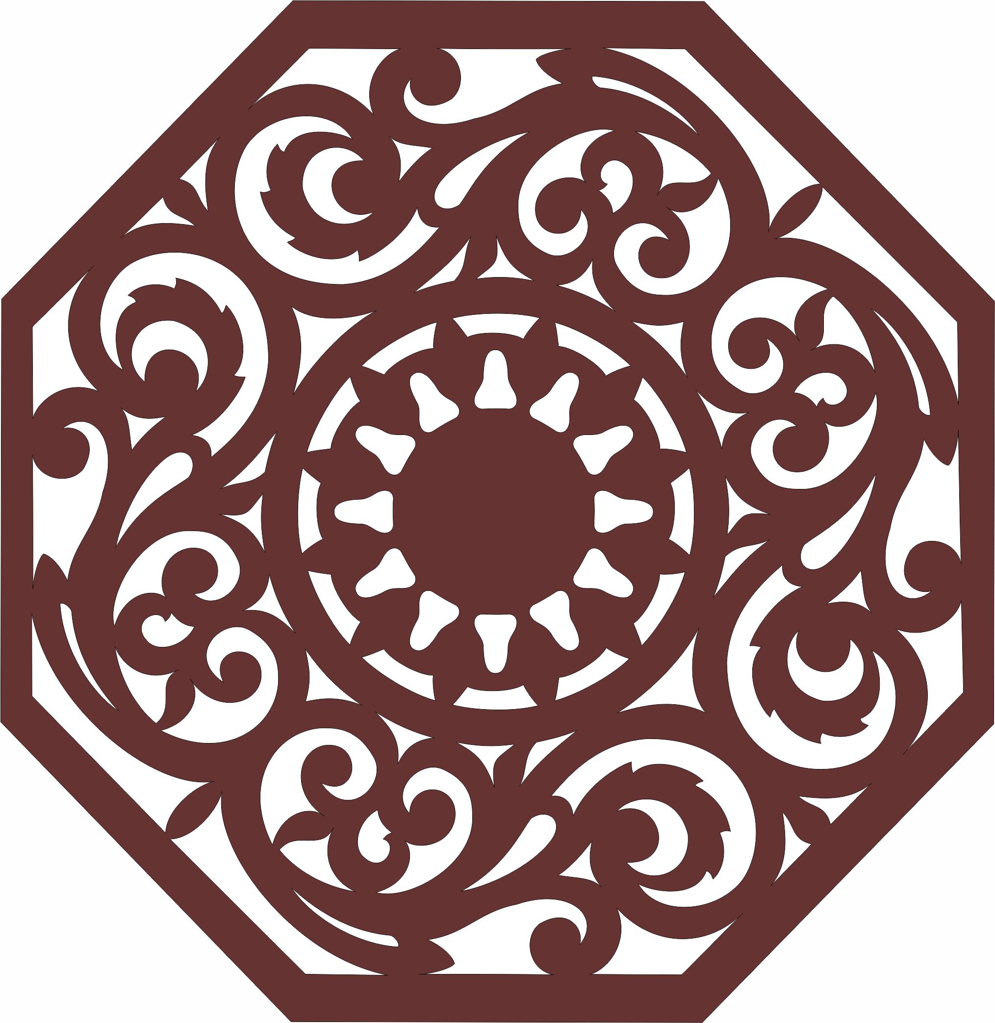 Octagonal Living Room Seamless Jali Panel For Laser Cut Free Vector File