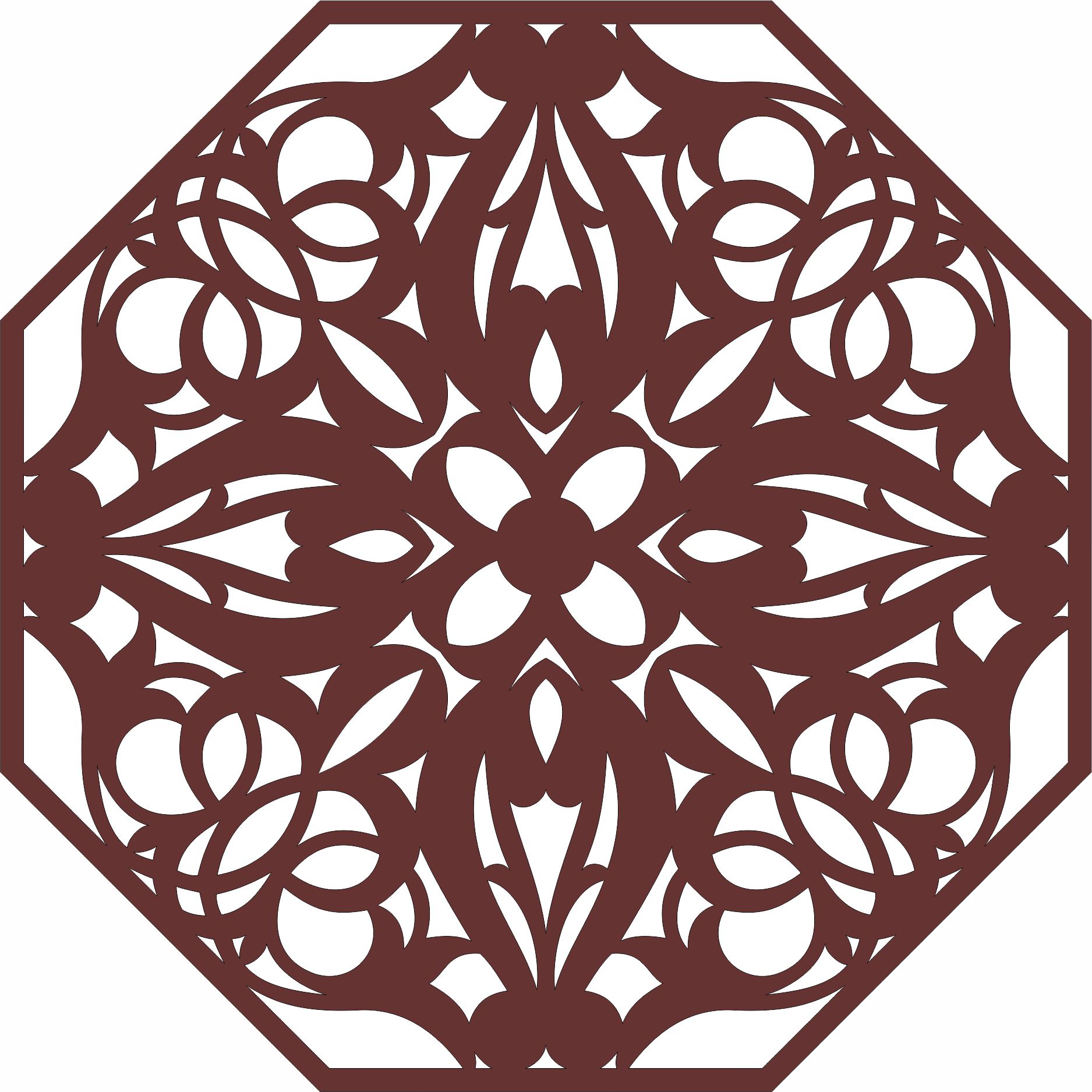 Octagonal Living Room Seamless Jali Patterns Cnc Laser Cutting Free DXF File