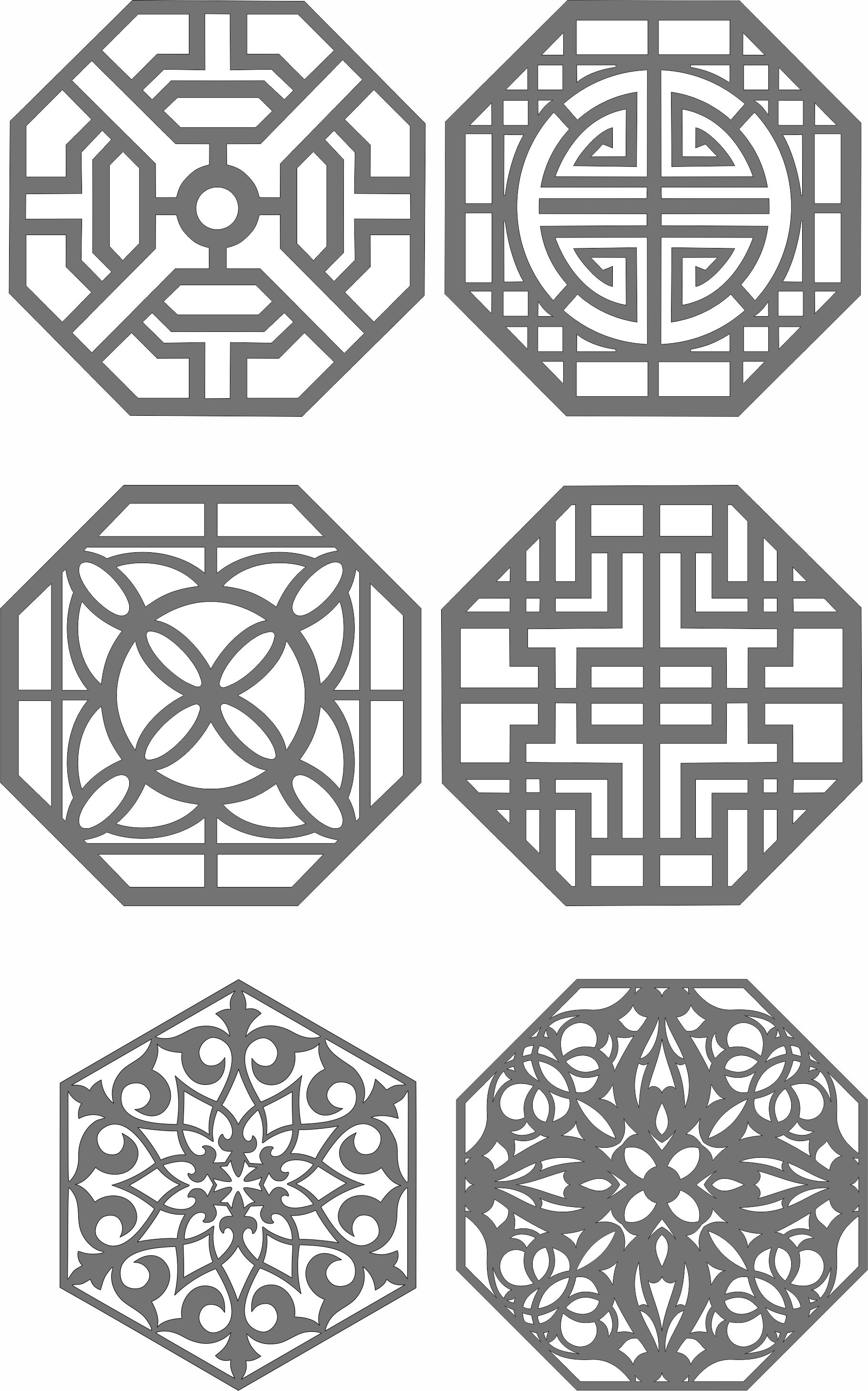 Octagonal Living Room Seamless Jali Patterns For Laser Cutting Free DXF File
