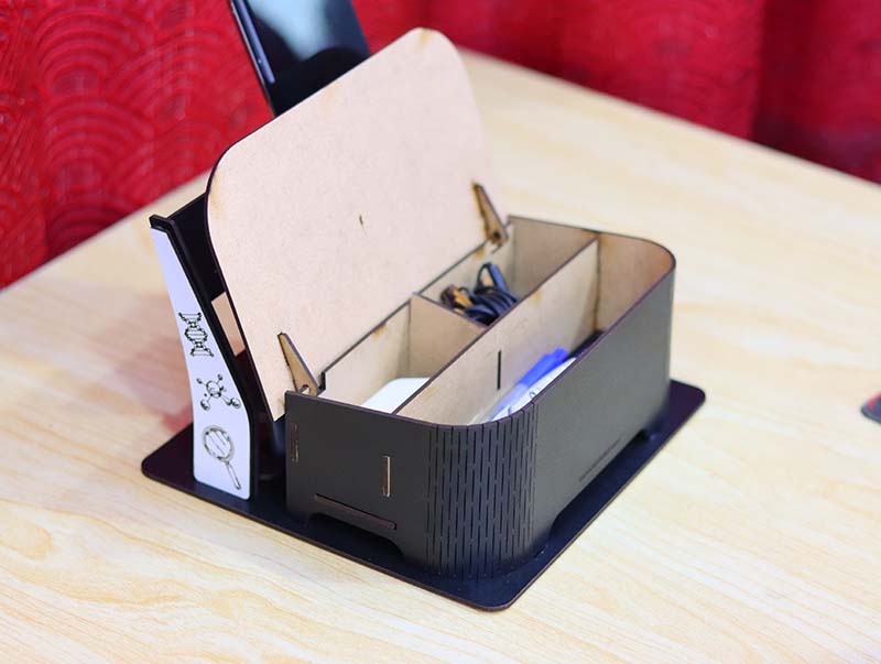 Office Desk Organizer Pen Holder Mobile Stand Storage Box 3mm Laser Cut Free Vector File