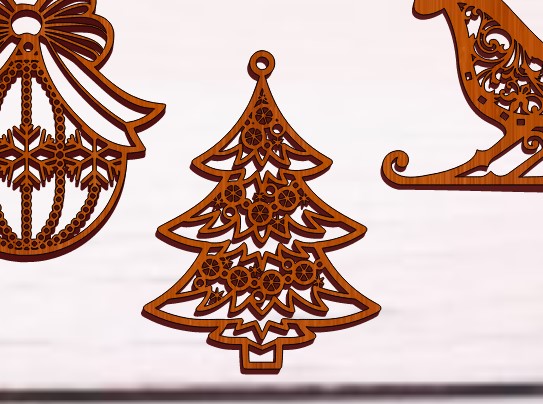 Ornament Christmas Tree Bauble Decoration Laser Cut Free DXF File