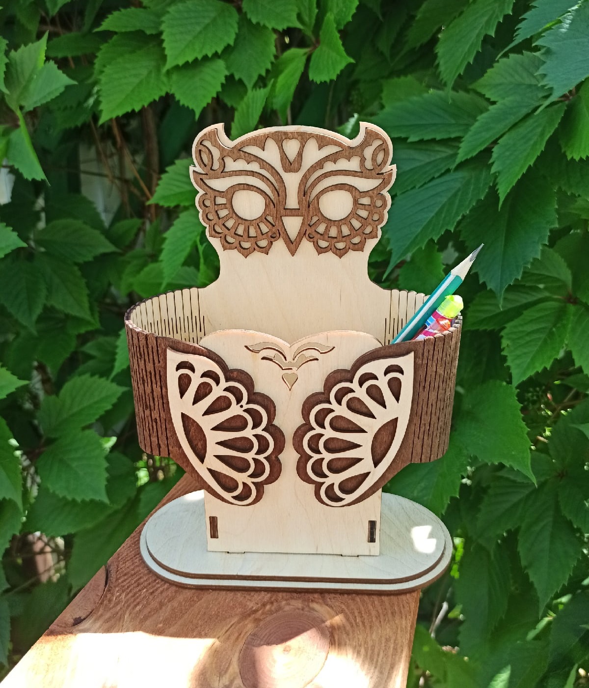 Owl Pen Holder Desk Organizer For Laser Cut Free Vector File