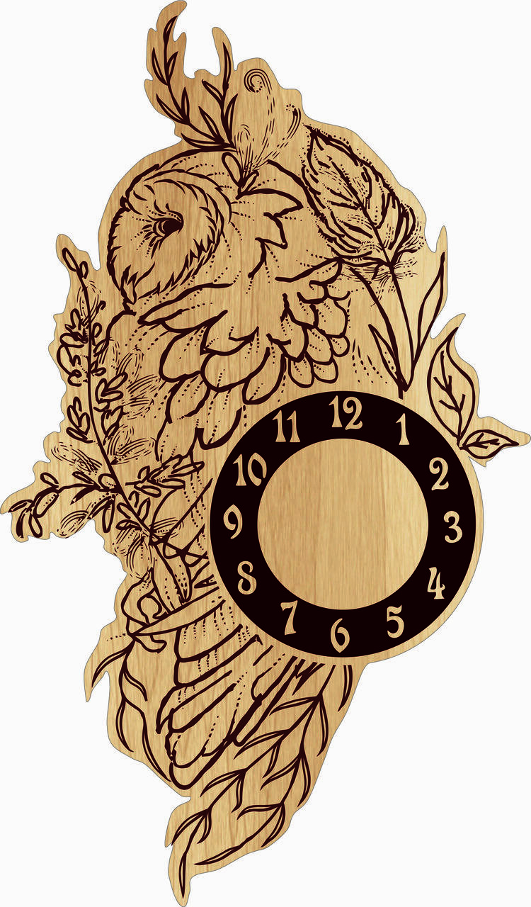 Owl Wall Clock Free Vector File