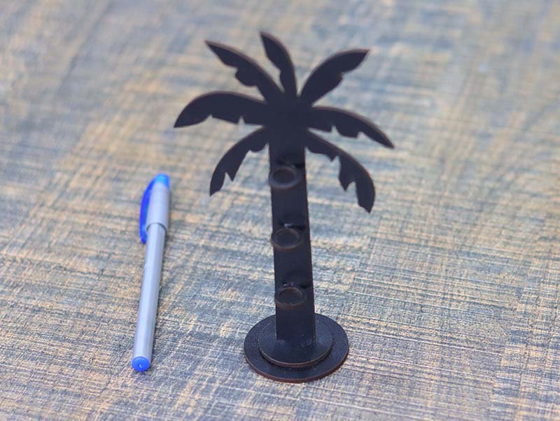 Palm Tree Pen Holder Office Desk Pencil Stand 3mm Laser Cut Free Vector File