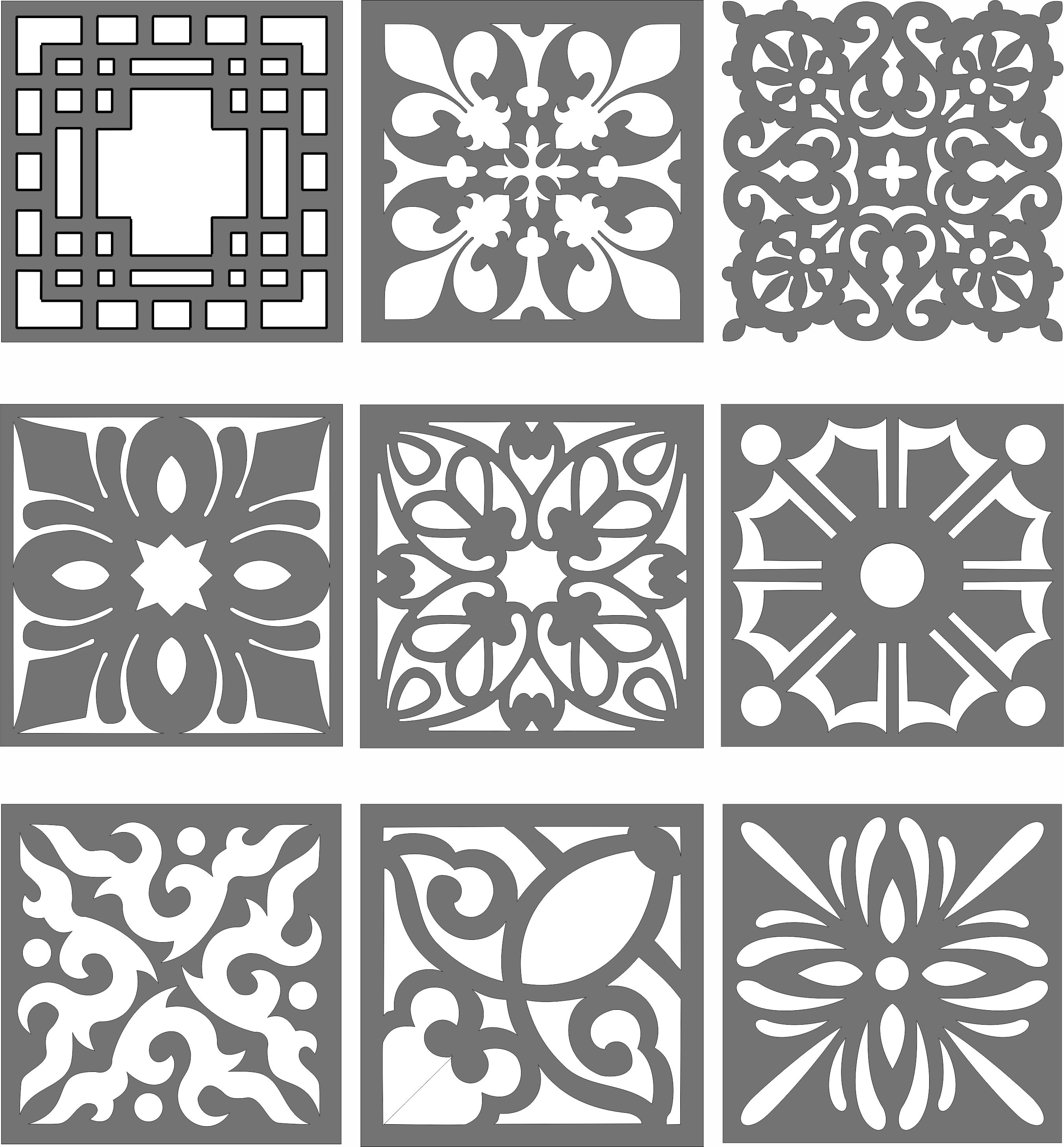 Panel Grill Room Dividers Collection For Laser Cut Free Vector File