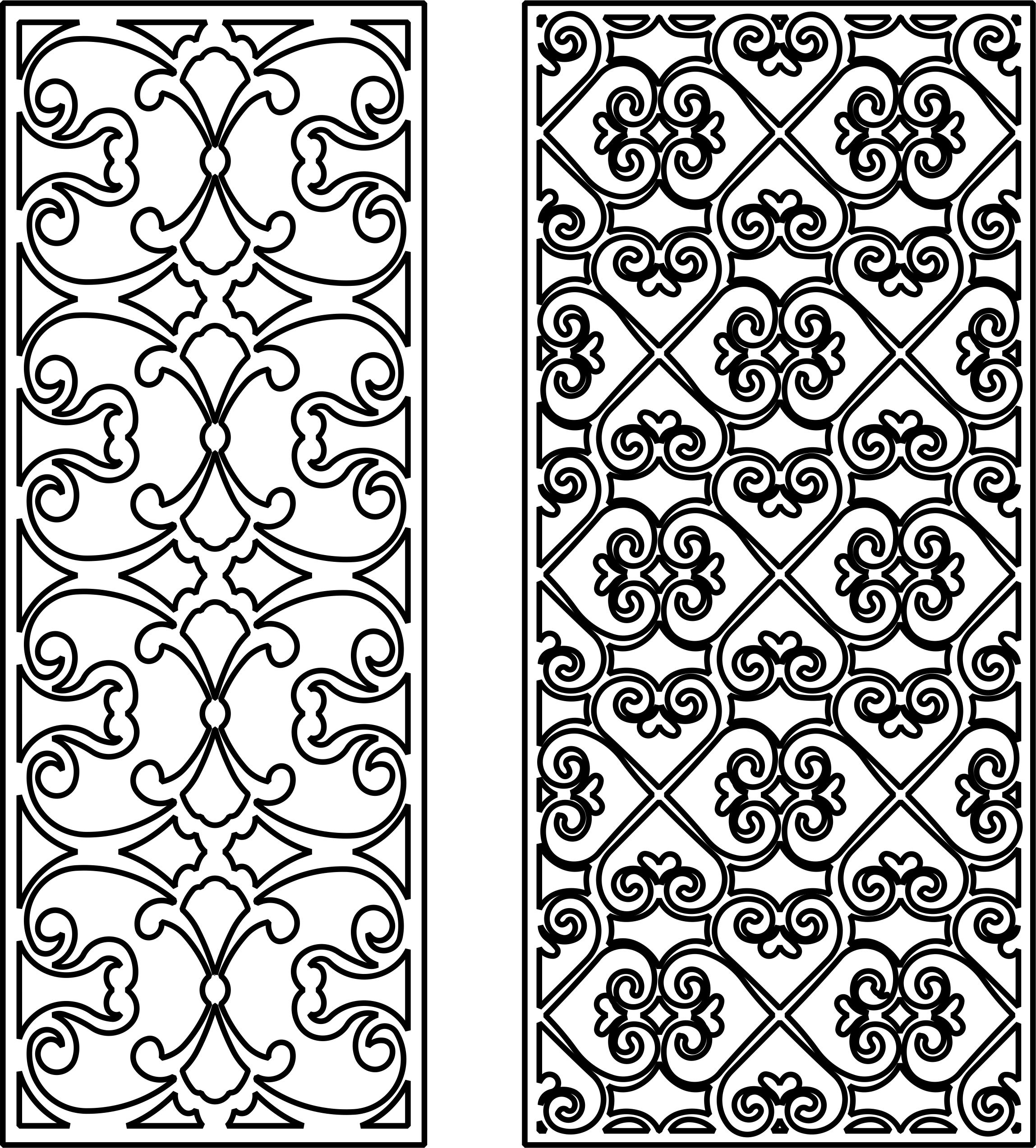 Panel Room Divider Seamless Floral Lattice Stencil Set For Laser Cut Free Vector File