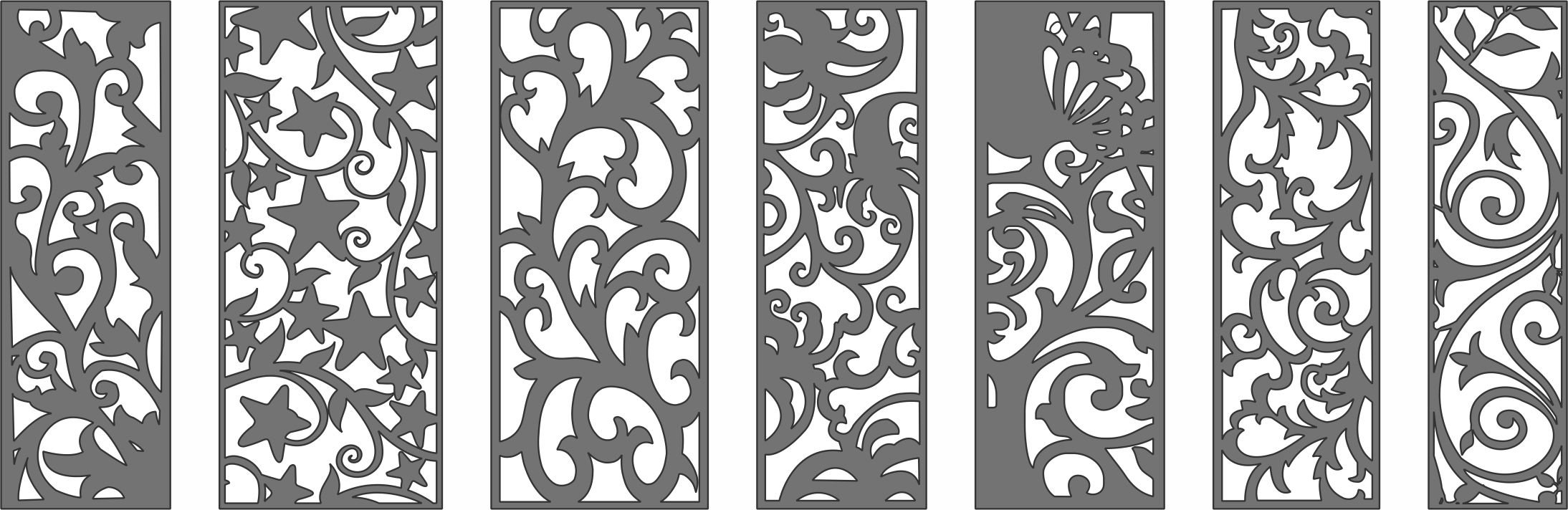 Panel Room Divider Seamless Jali Set For Laser Cut Free Vector File