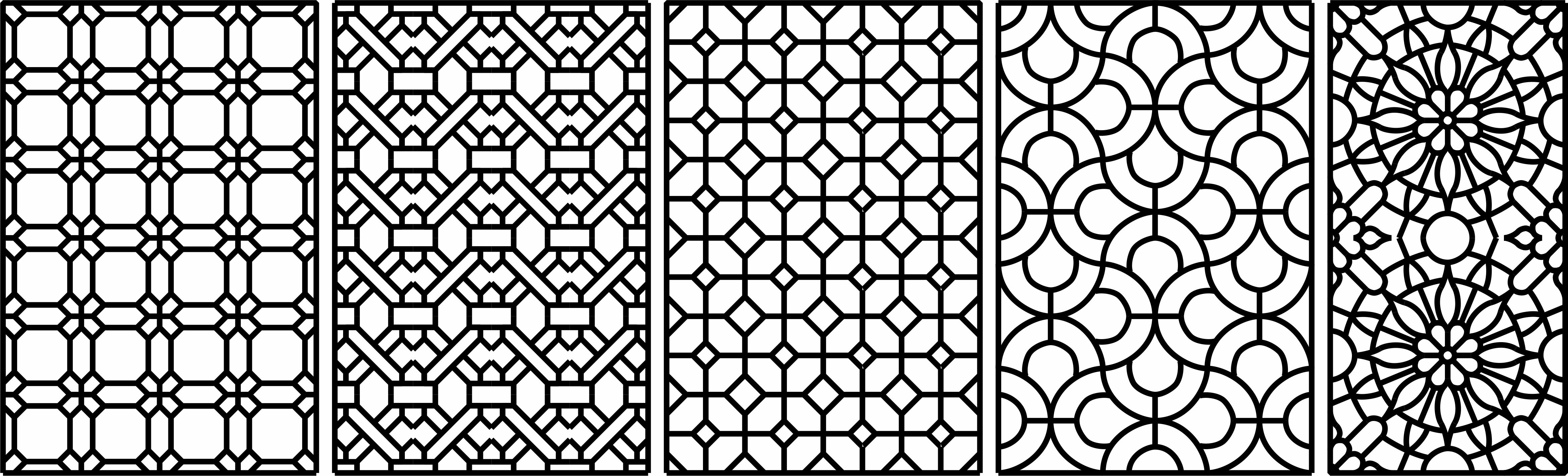 Panels Lattice Room Divider Seamless Designs Set For Laser Cut Free Vector File