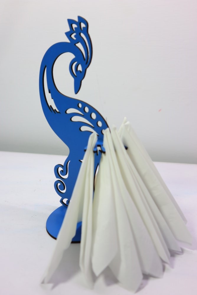 Peacock Napkin Holder Template Laser Cutting Free DXF File