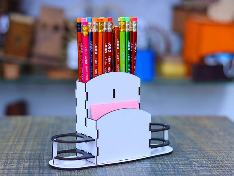 Pen Holder Desk Pencil Stand 3mm Laser Cut Free Vector File