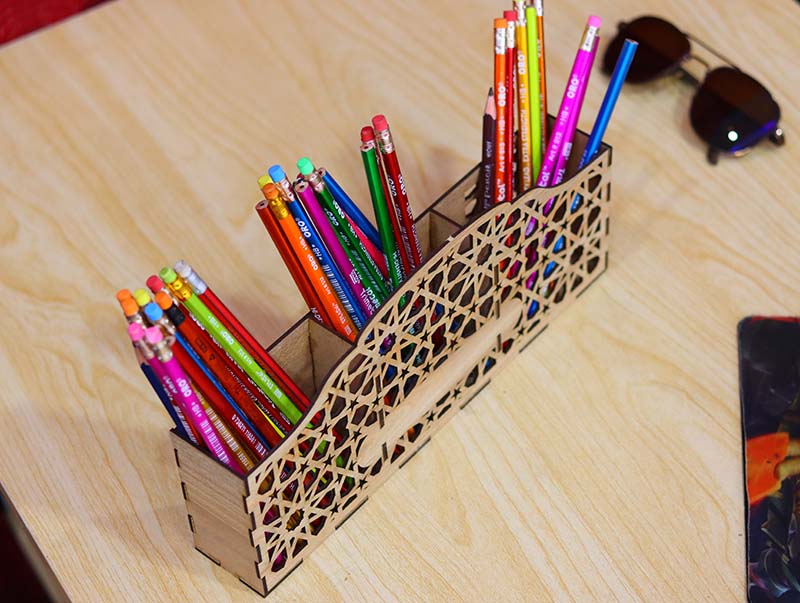 Pen Holder Template Desk Organizer 3mm Laser Cut Free Vector File