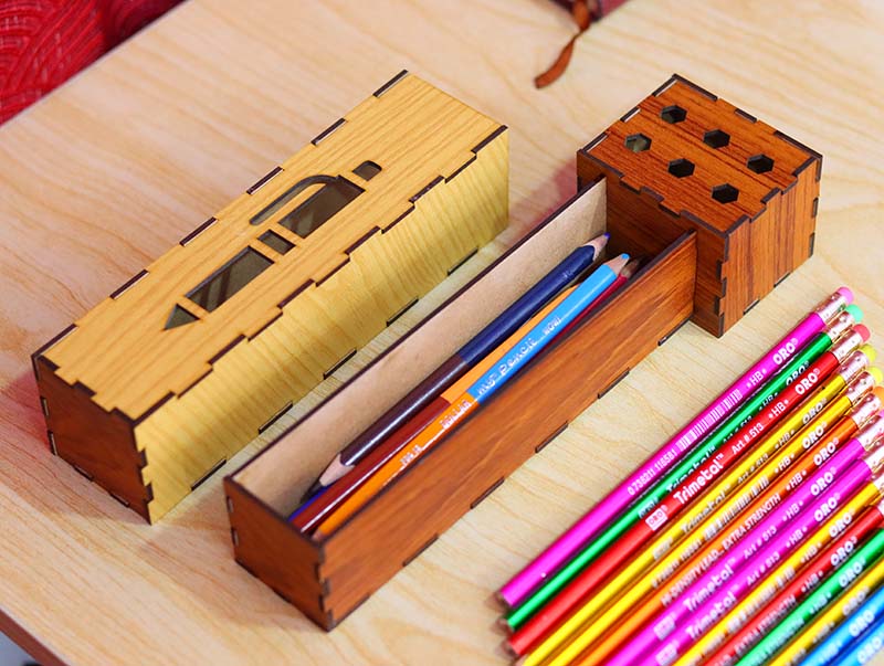 Pen Holder Template Pencil Case Box 3mm Laser Cut Free Vector File