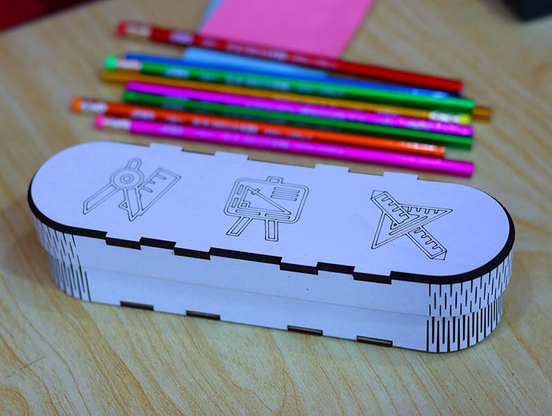 Pen Holder Template Pencil Case Geometry Box 3mm Laser Cut Free DXF File