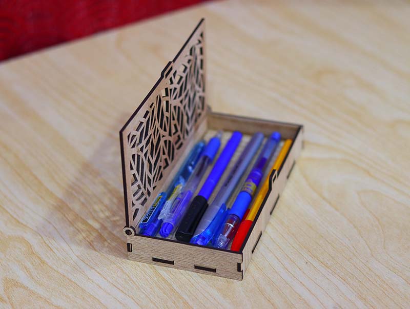 Pen Holder Template Wooden Pencil Box 3mm Laser Cut Free DXF File