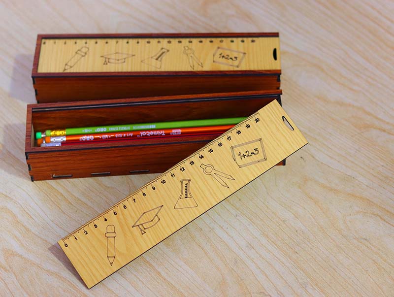 Pencil Box Template Kids Geometry Box 3mm Laser Cut Free DXF File