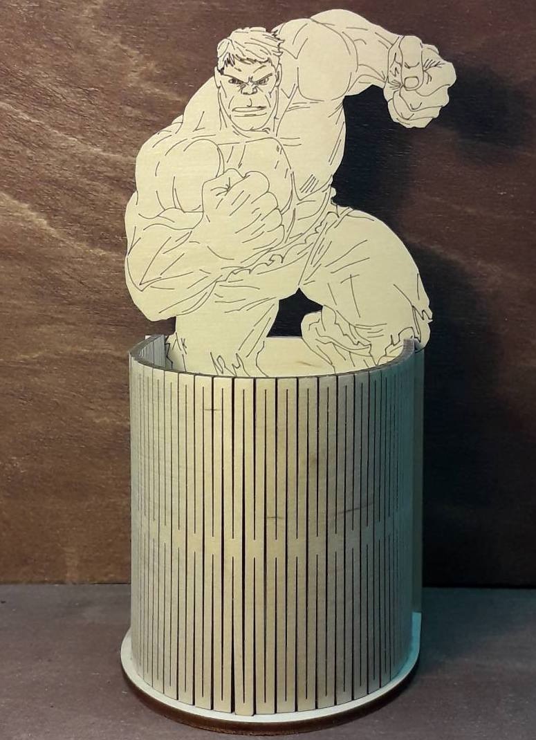 Pencil Holder Hulk Gift Desk Organizer For Laser Cutting Free Vector File