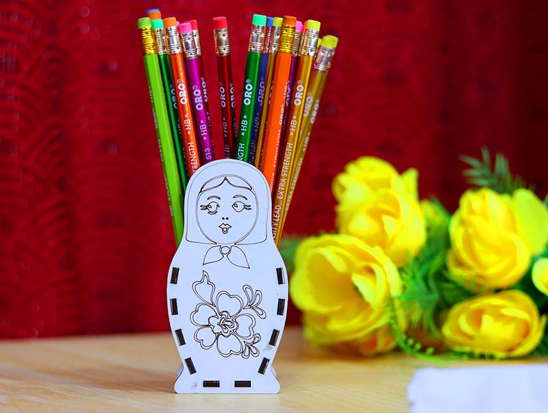 Pencil Holder Matryoshka Doll Pen Box 3mm Laser Cut Free DXF File