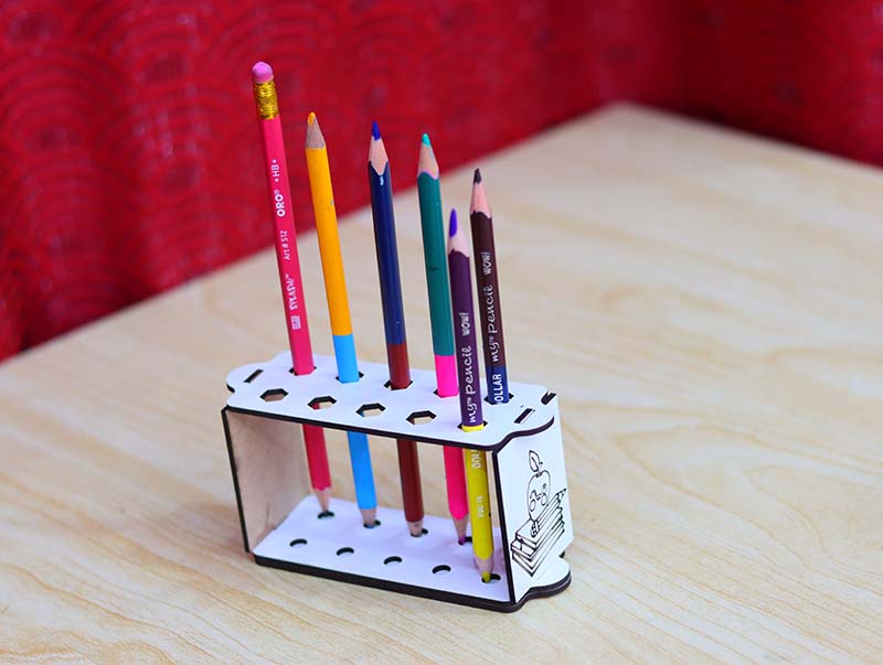 Pencil Holder Template 10 Pencils Stand 3mm Laser Cut Free Vector File