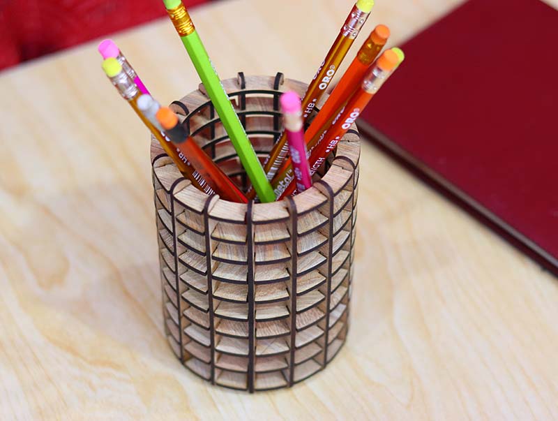 Pencil Holder Template Round Shape Pen Box 3mm Laser Cut Free Vector File