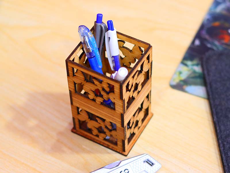 Pencil Holder Wooden Pen Organizer Pencil Box 3mm Laser Cut Free Vector File