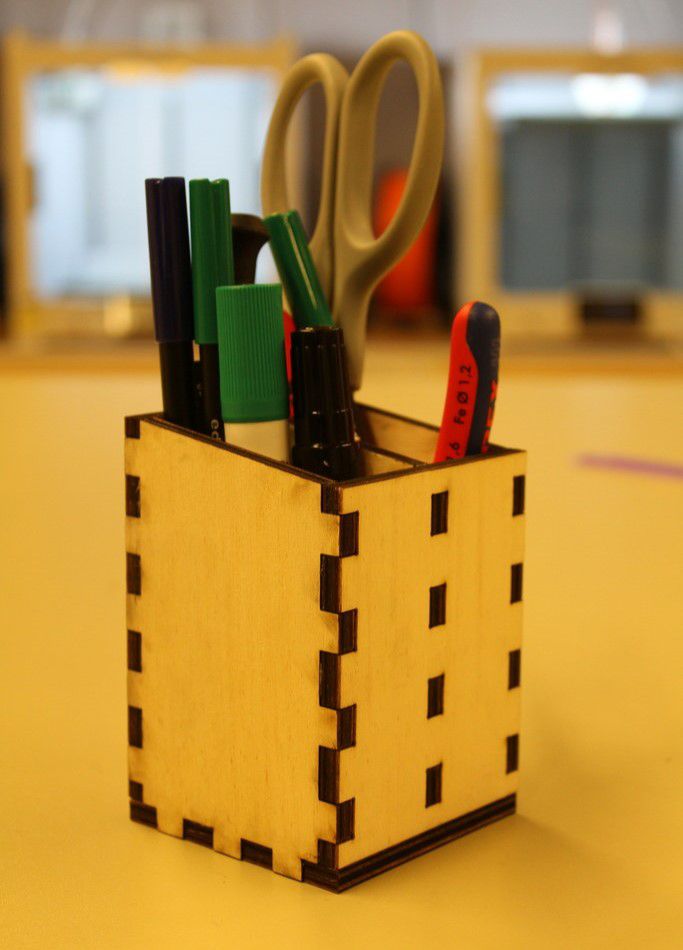 Pencil Organizer Cup For Countertop Desk Laser Cut Free DXF File