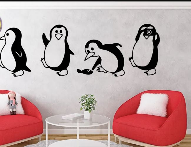 Penguin Wall Decor Free DXF File