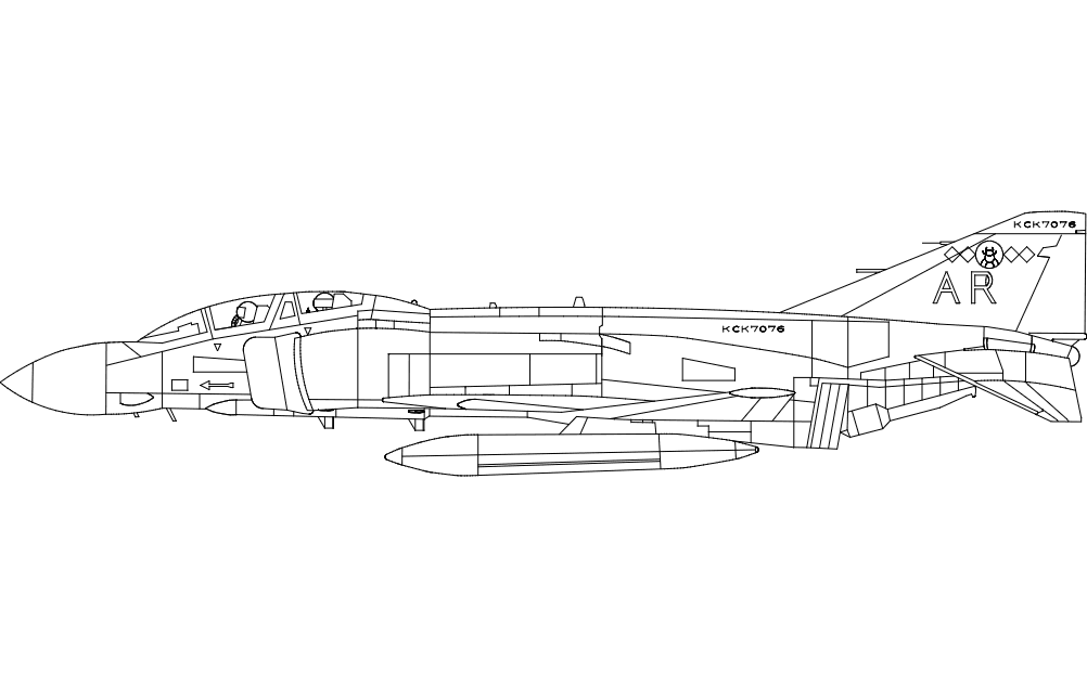 Phantom Jet Silhouette Free DXF File