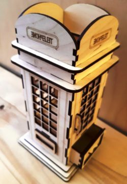 Phone Booth Pen Holder For Laser Cut Free Vector File