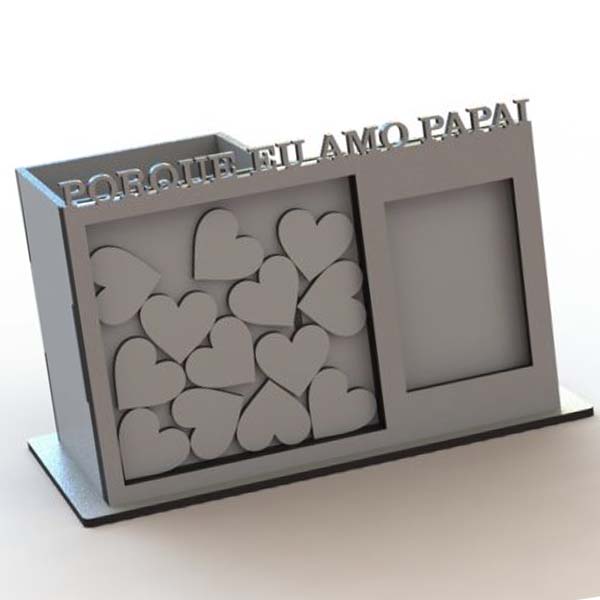 Photo Frame And Pen Holder Organizer Laser Cut Free Vector File
