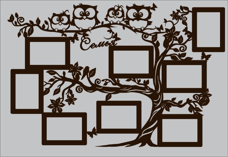 Photo Frame Owl For Laser Cut Free Vector File