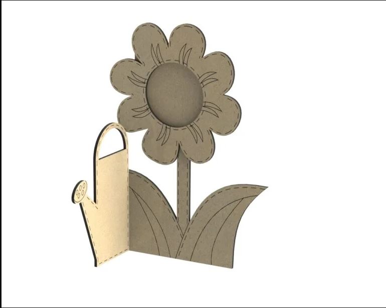 Photo Frame Watering Can With Flower For Laser Cutting Free Vector File