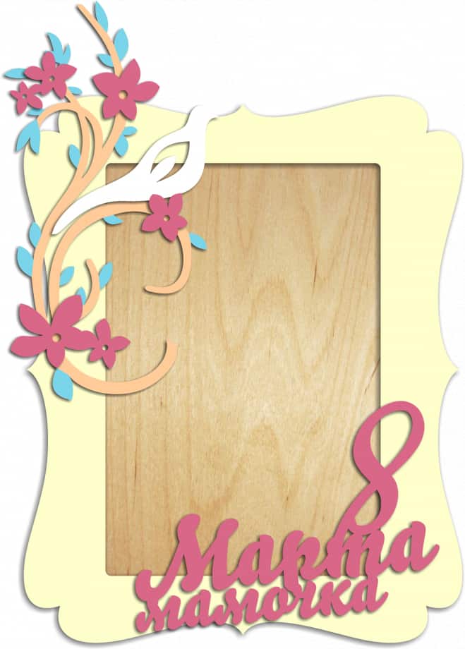 Photo Frame With Flowers For March 8 Laser Cut Free Vector File