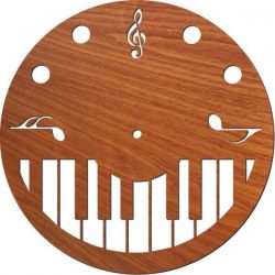 Piano Wall Clock For Laser Cut Plasma Free Vector File