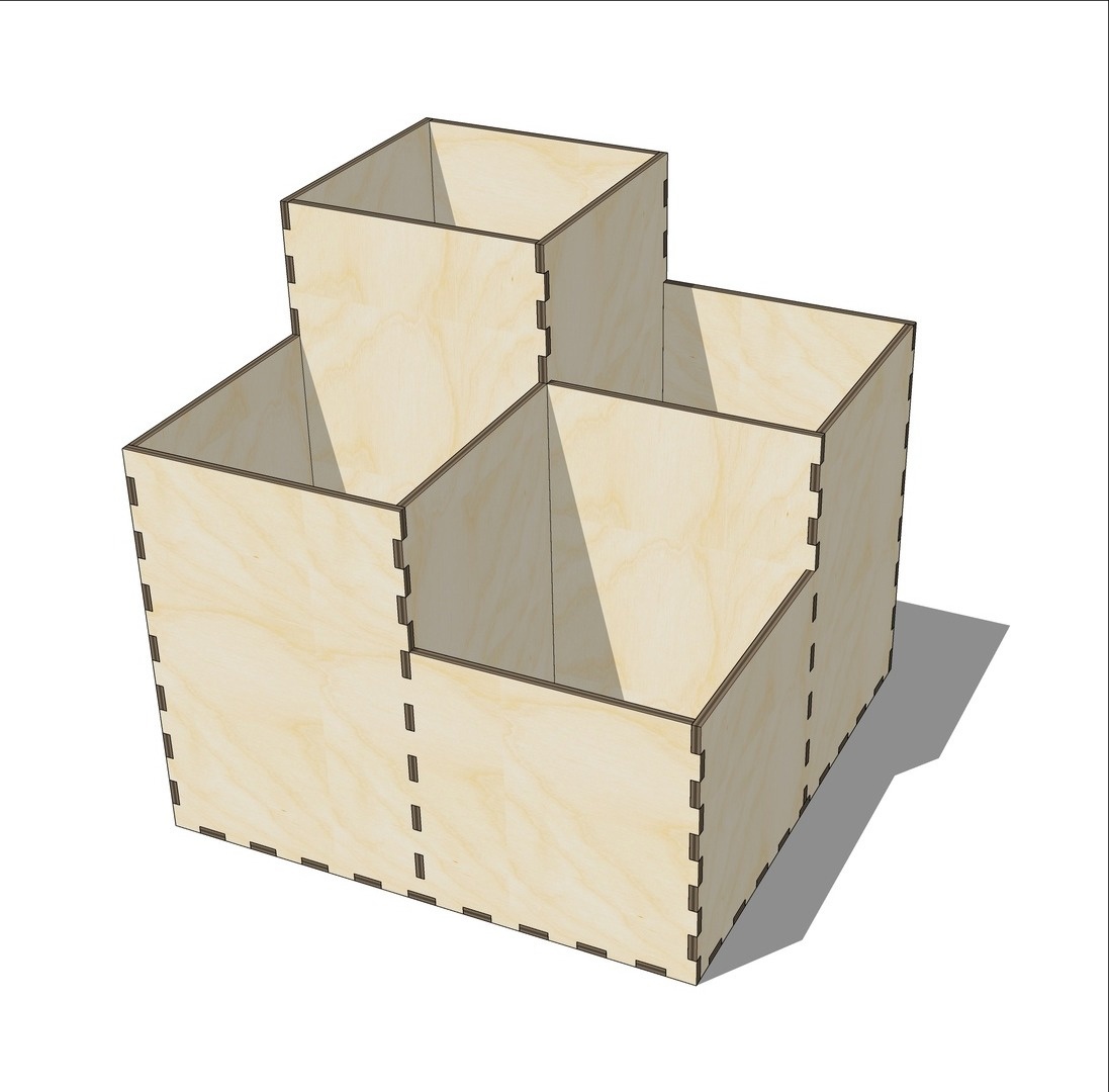 Plywood 4 Compartment Desk Organizer Laser Cut Free Vector File