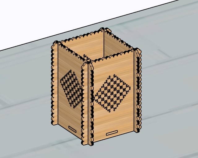Plywood Laser Cut Elegant Pencil Holder 3mm Free Vector File