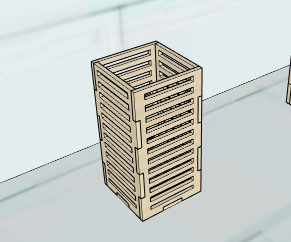 Plywood Patterned Laser Cut Pencil Holder 3mm Free DXF File