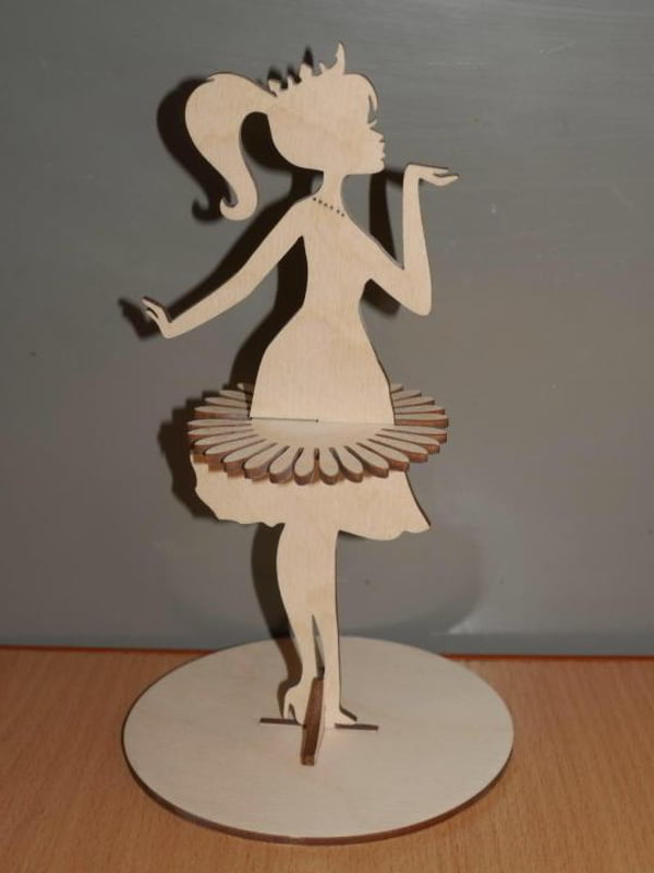Plywood Princess Napkin Holder Doll Tissue Paper Stand Laser Cutting Free Vector File