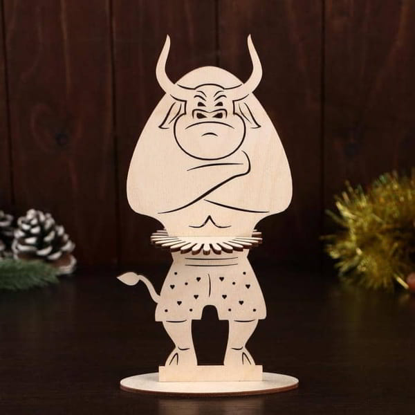 Plywood Table Napkin Holder Bull Laser Cutting Free Vector File