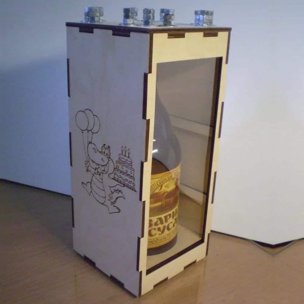 Plywood Wine Bottle Box Laser Cut Free Vector File