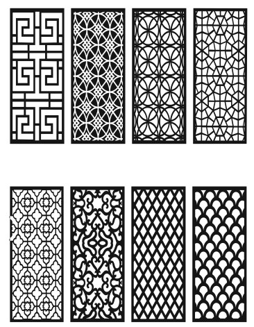 Privacy Indoor Panel Room Divider Seamless Floral Lattice Stencils Set For Laser Cut Free Vector File